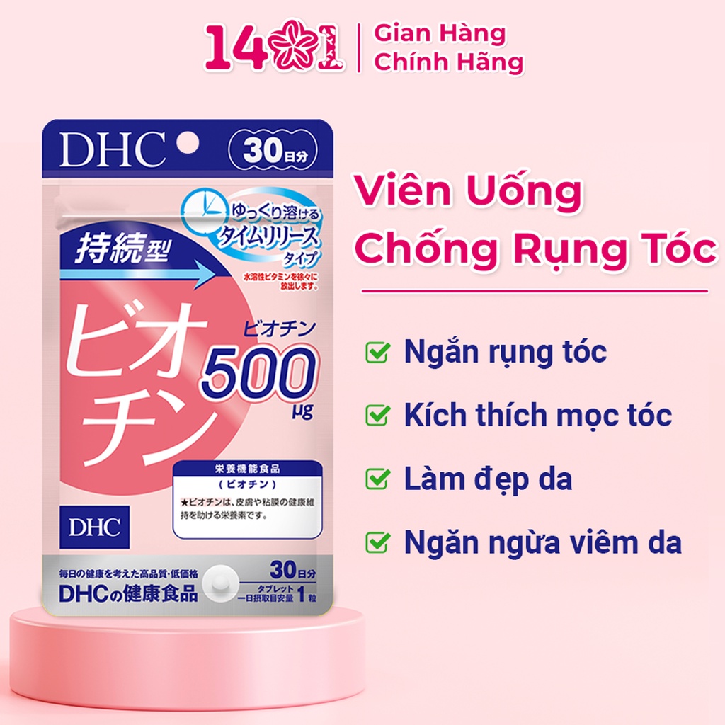 Viên Uống DHC Biotin Ngăn Rụng Tóc Sustained Release Biotin 30 Ngày (30V/gói)