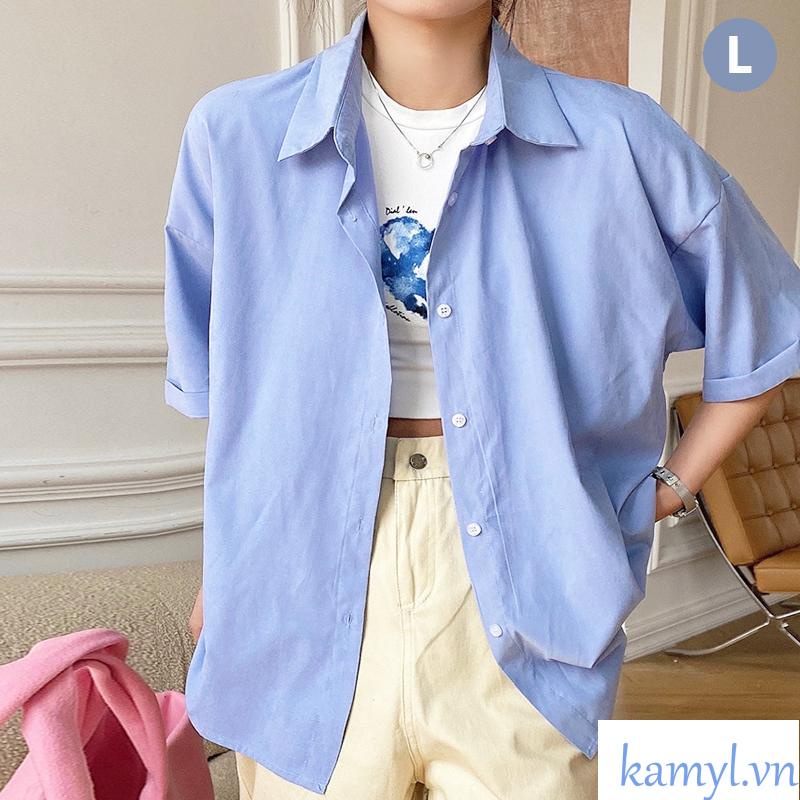 Áo Sơ Mi Lụa Nữ Ngắn Tay, Sơ Mi Ullzang Tay Cộc Nhiều Màu Thời Trang Dành Cho Nữ