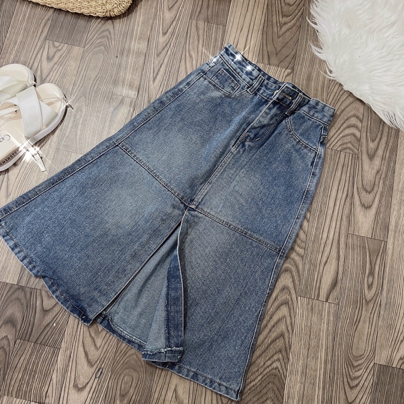 Chân váy jeans dáng dài xẻ lưng cao Cuahangjeans