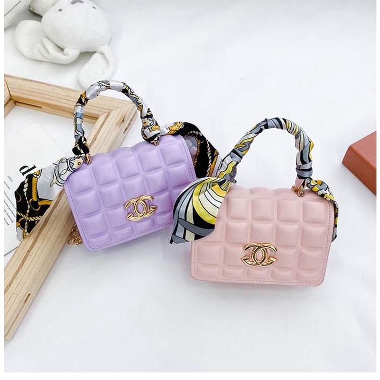 PVN57296 Túi xách mini kèm khăn dễ thương chất liệu da PU cho bé gái