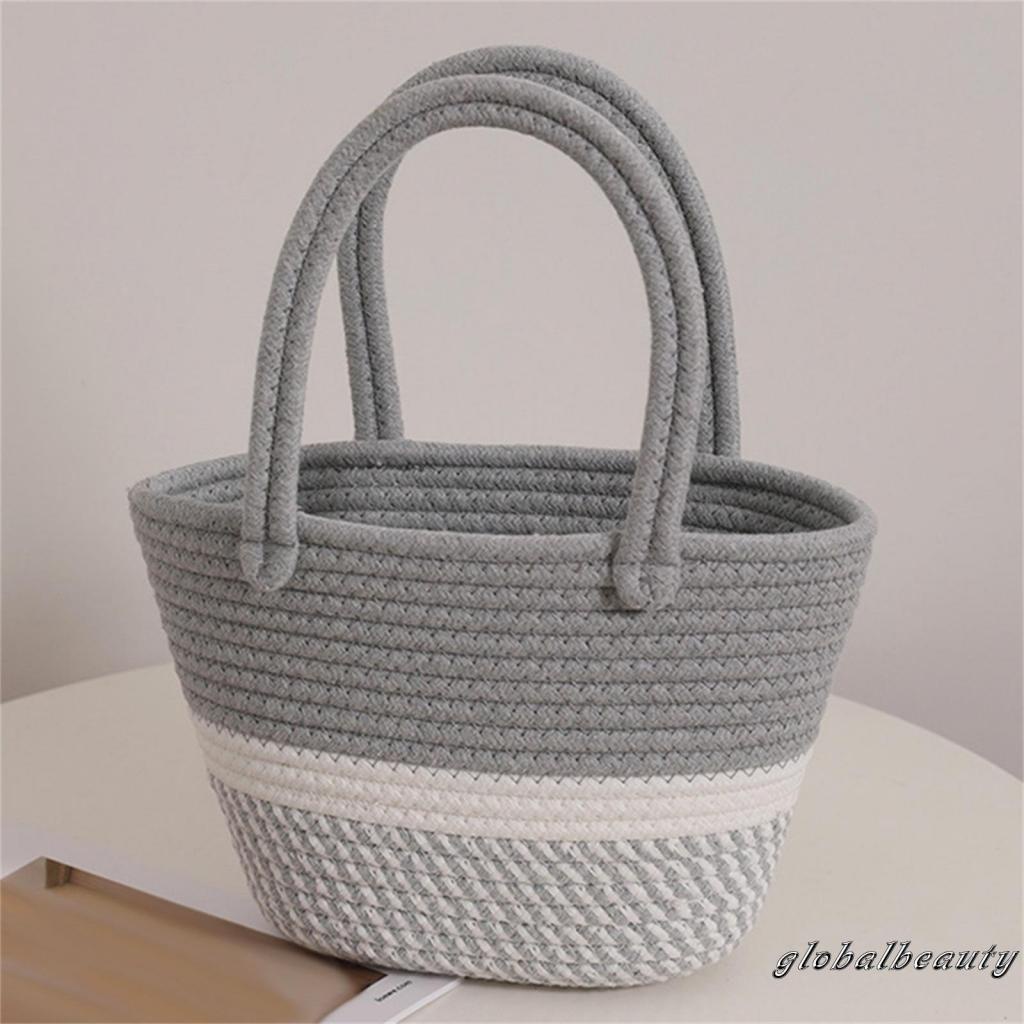 Túi Tote Dệt Màu Sắc Tương Phản Sức Chứa Lớn Có Thể Tái Sử Dụng