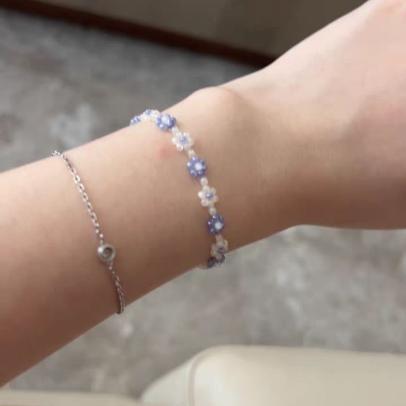 Vòng tay hạt cườm gạo kết hoa nhí|beaded flower bracelet