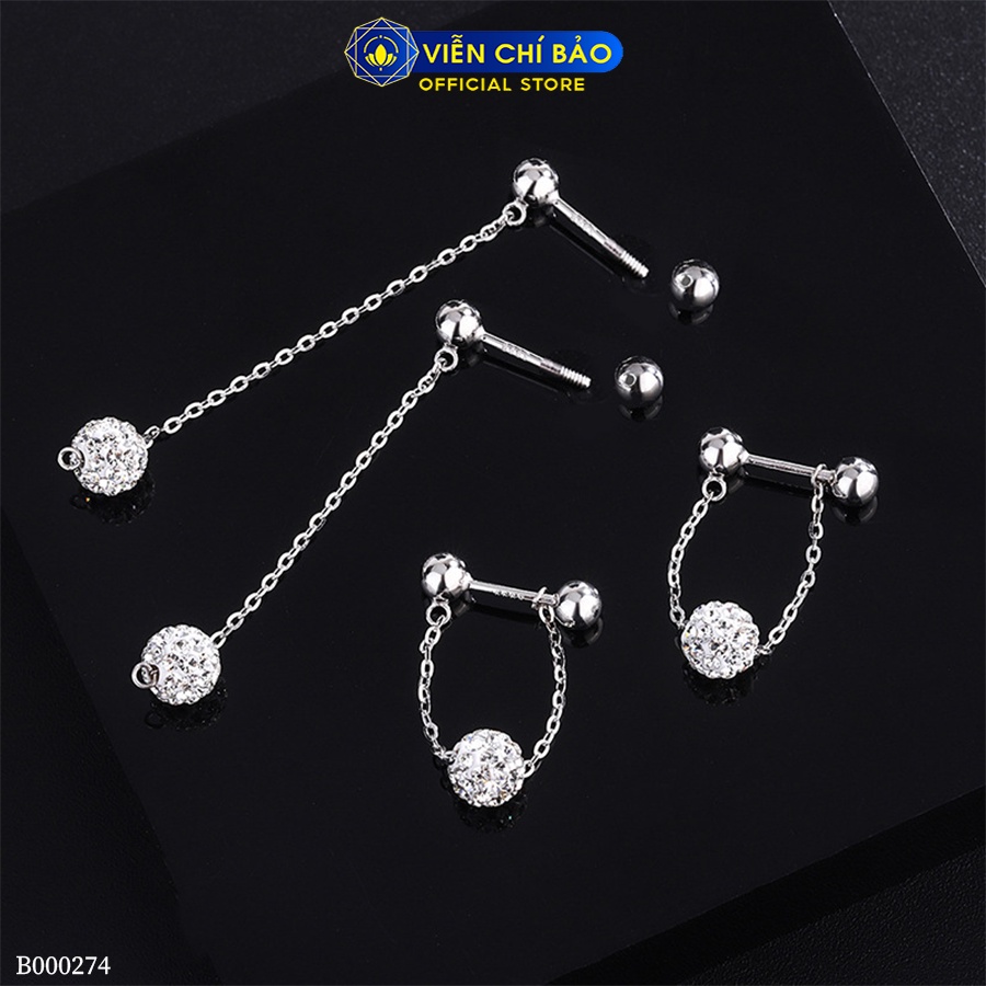 Bông tai cầu Bling chất liệu bạc Thái 925 thời trang phụ kiện trang sức nữ Viễn Chí Bảo B000274