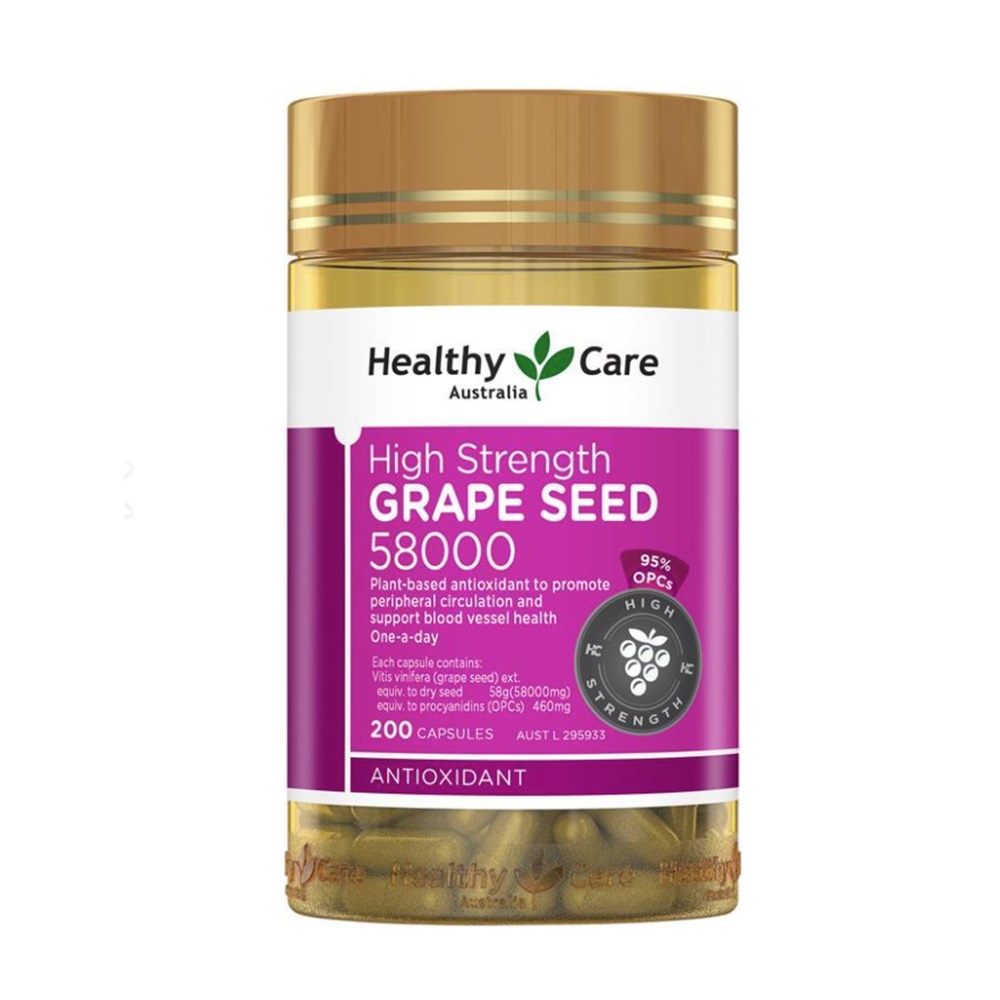 Viên uống tinh chất nho giúp lưu thông máu Healthy Care Grape Seed 12000mg 300 viên