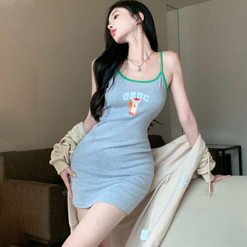 Đầm XINLANYASHE hai dây dáng ôm thời trang 2023 gợi cảm dành cho nữ