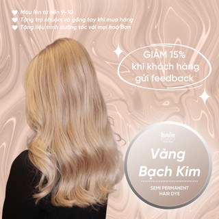 (Tặng Bodymist) Combo nhuộm tóc màu vàng bạch kim (kèm trợ nhuộm, găng tay)