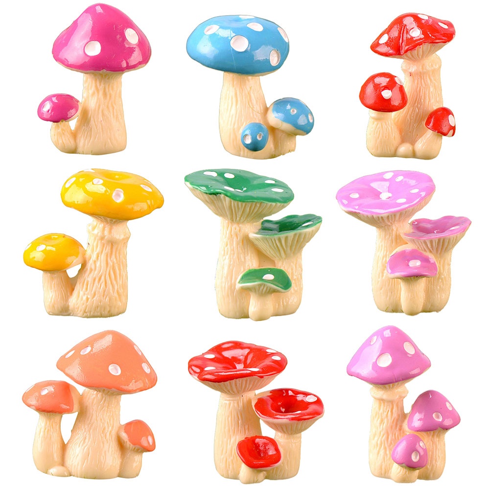 1 Mô Hình Cây Nấm Hoạt Hình Dễ Thương Bằng Nhựa Resin Trang Trí Tiểu Cảnh