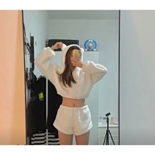 (Sẵn) set croptop lông Gấu Trắng cực dễ thương (có ảnh thật)