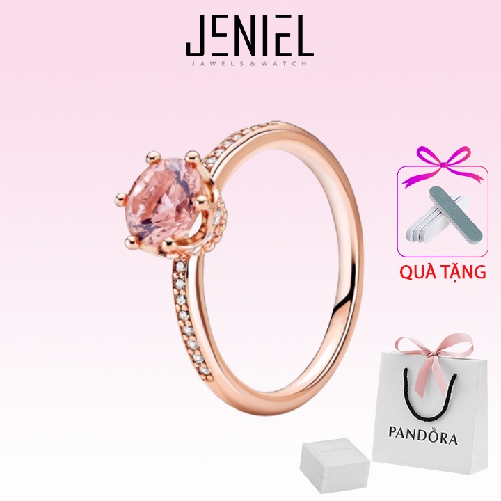 Nhẫn Pandora Pink Sparkling Crown Solitaire Ring Moments vương miện đính đá hồng