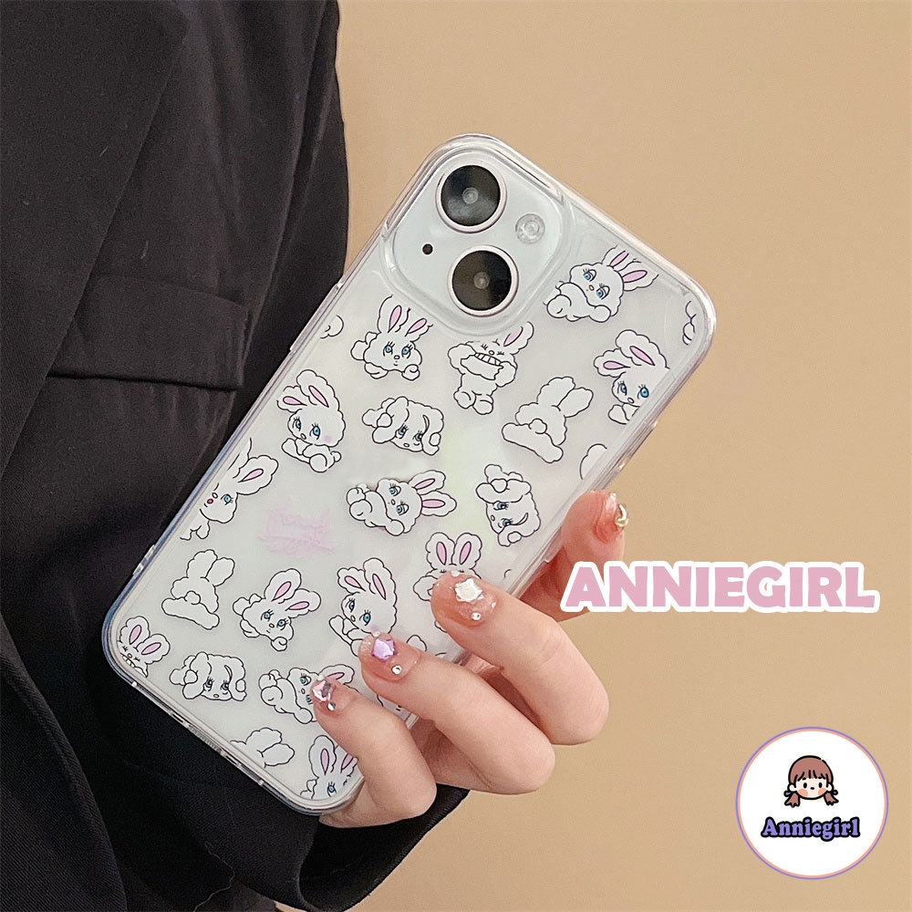 Ốp Điện Thoại TPU Dẻo Trong Suốt Họa Tiết Chú Thỏ Dễ Thương Chống Sốc Cho IPhone 7Plus 8Plus X XS XR 14 13 12 11 Pro Max