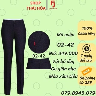 Quần tây Thái Hòa cao cấp xám tiêu đậm vải bố mềm rũ 02-42