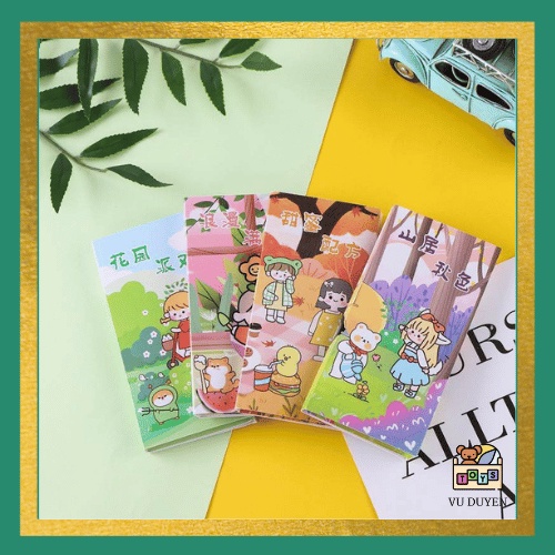 Giấy note ghi chú 160 tờ kiểu sổ cầm tay mini, giấy nhớ tiện lợi hình bé gái dễ thương