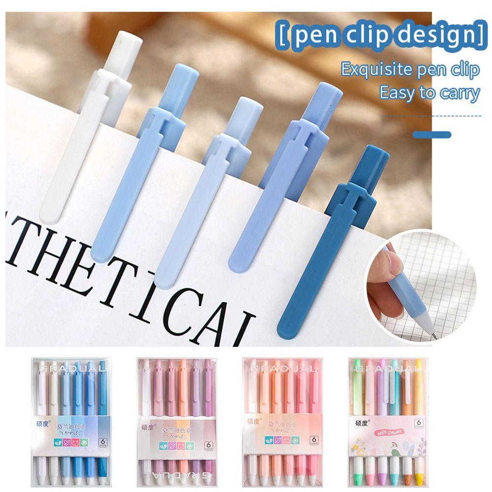 Set 6 Bút Mực Gel Ngòi 0.5mm Dạng Nhấn Tiện Dụng