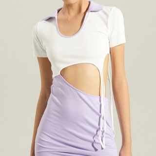 MAYBI Đầm thun ôm cutout eo phối dây rút
