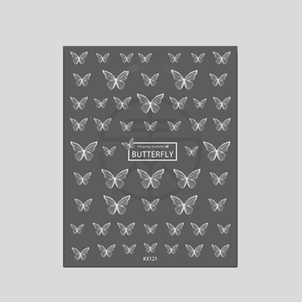 Miếng Dán Trang Trí Móng Tay Hình Bướm Màu Trắng Thông Dụng Dễ Sử Dụng Cho Nữ