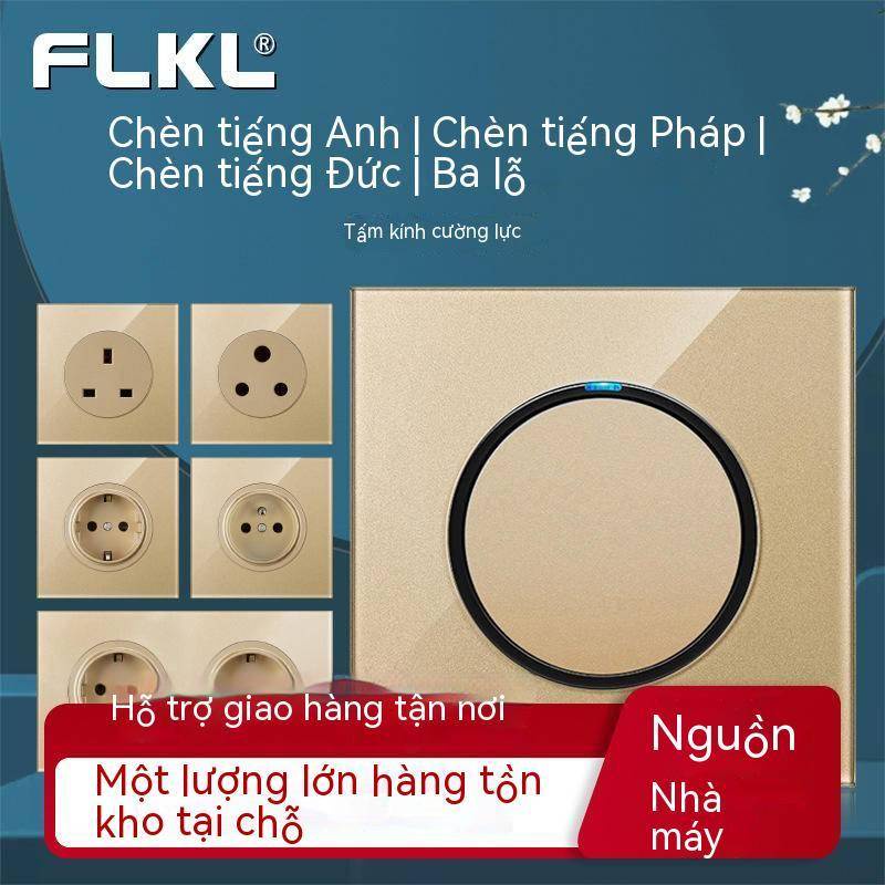 Bảng Công Tắc Điều Khiển Đèn Led Mặt Kính Vuông 13A Tiêu Chuẩn Hồng Kông