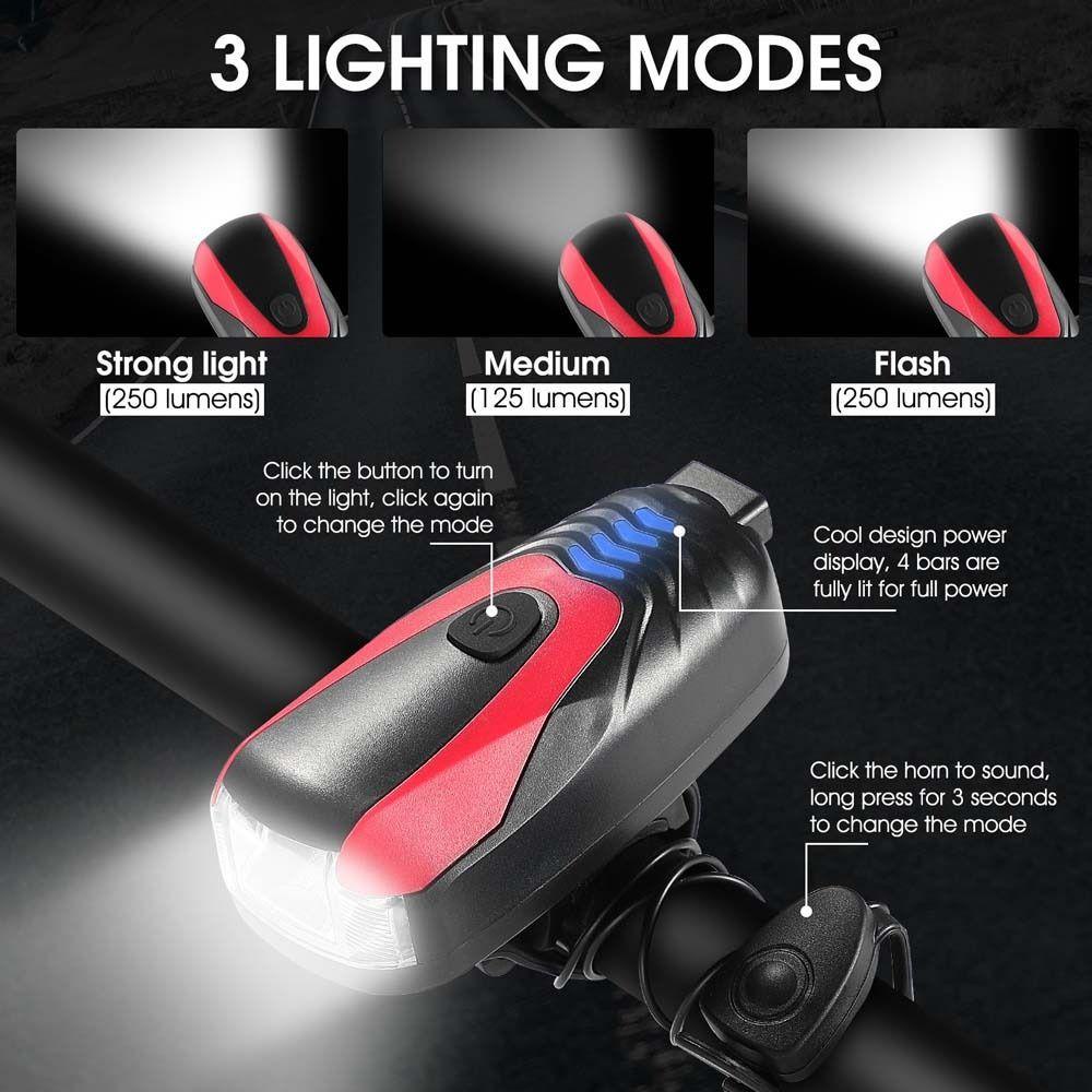 QUINTON Đèn Pha LED Cảnh Báo An Toàn Sạc USB Cho Xe Đạp