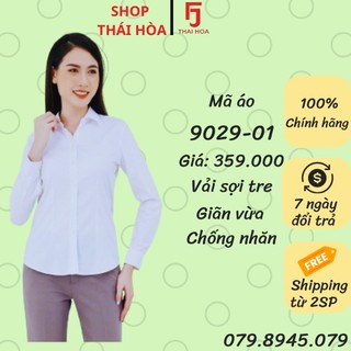 Mẫu mới 2023 Áo sơ mi Thái Hòa màu trắng trơn vải chống nhăn 9029-01 3120-01