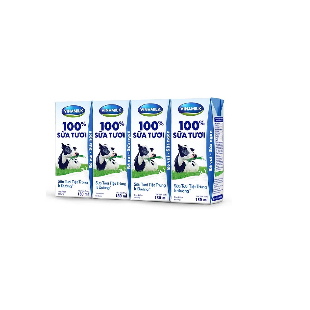 Thùng 48 hộp sữa tiệt trùng Vinamilk 100% Sữa Tươi ít đường 180ml