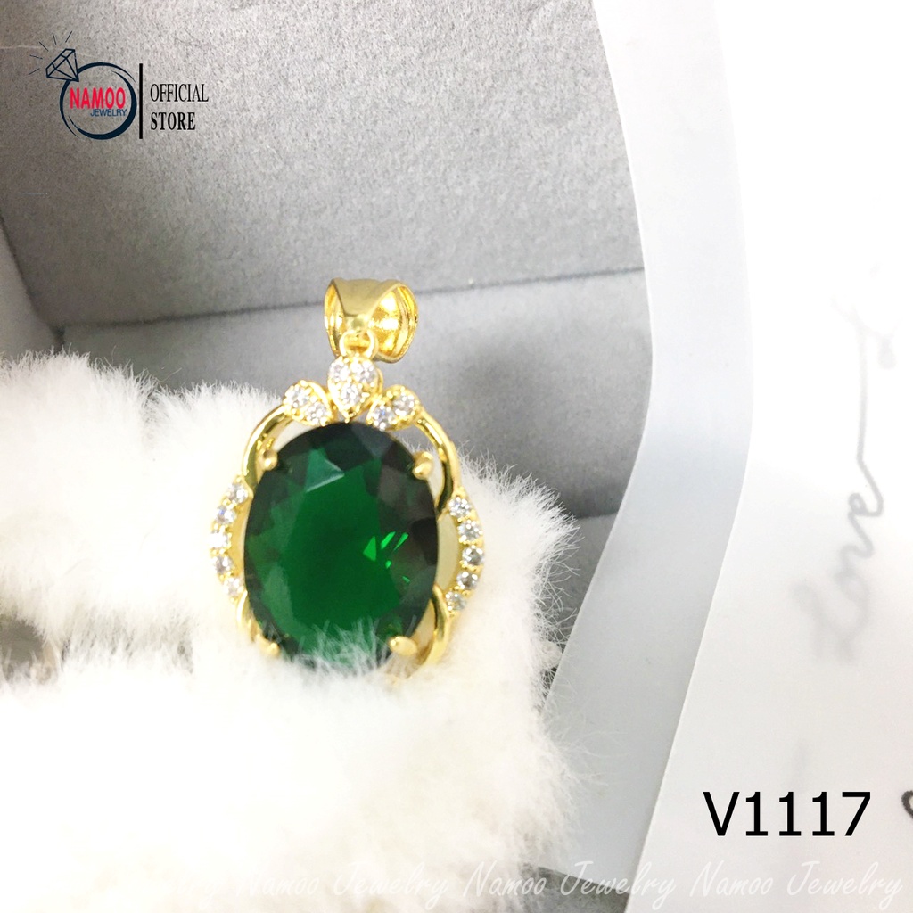 Mặt Dây Chuyền Khảm Đá Lục Bảo Cực Đẹp Cho Nữ V1117 Namoo Jewelry