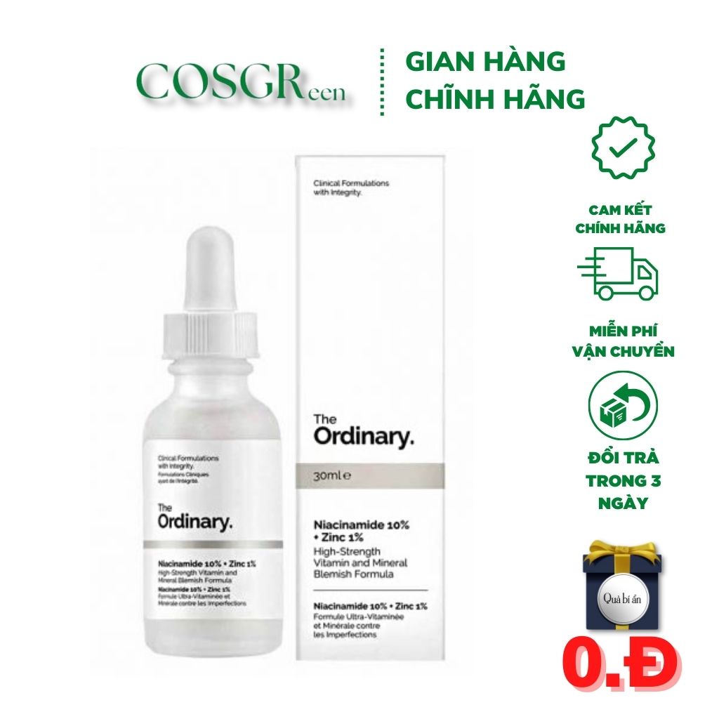 Tinh Chất The Ordinary Niacinamide 10% + Zinc 1% giảm mụn, mờ thâm, thu nhỏ lỗ chân lông hiệu quả