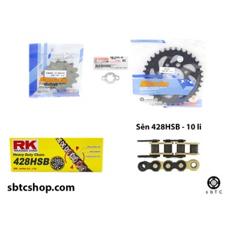 Nsd nhông dĩa recto sên rk đen vàng 428hsb kawasaki w175
