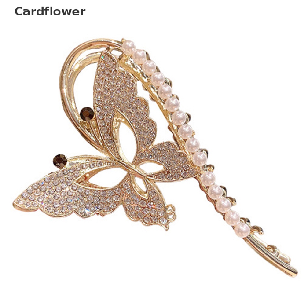 &lt; Cardflower &gt; Kẹp Tóc Móng Vuốt Đính Pha Lê Và Ngọc Trai Hình Hoa Thanh Lịch Thời Trang Dành Cho Nữ Đang Bán Chạy