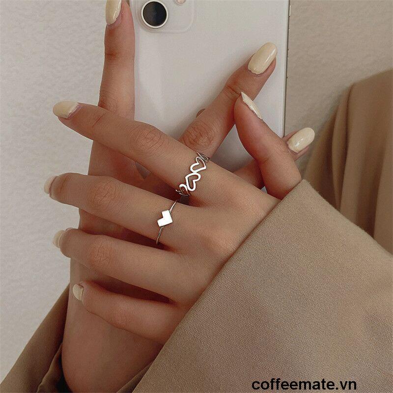 Set 2 Nhẫn Thiết Kế Đơn Giản Thời Trang Tinh Tế Cho Nữ