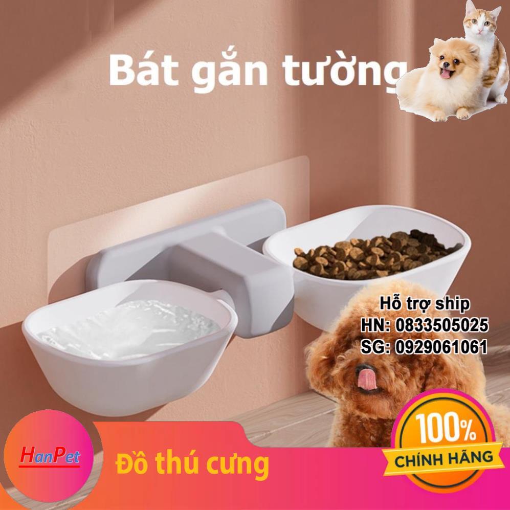 Bát gắn dán tường cho thú cưng chó mèo hanpet chén ăn chó dán tường