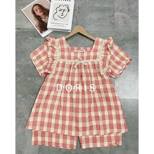 Bộ đồ bầu và sau sinh LỬNG thiết kế cổ vuông viền REN hoạ tiết RẺ ĐẸP chất mềm mại nhẹ nhàng thoáng mát