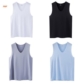 Áo thun ba lỗ cổ chữ v vải lụa lạnh cho nam