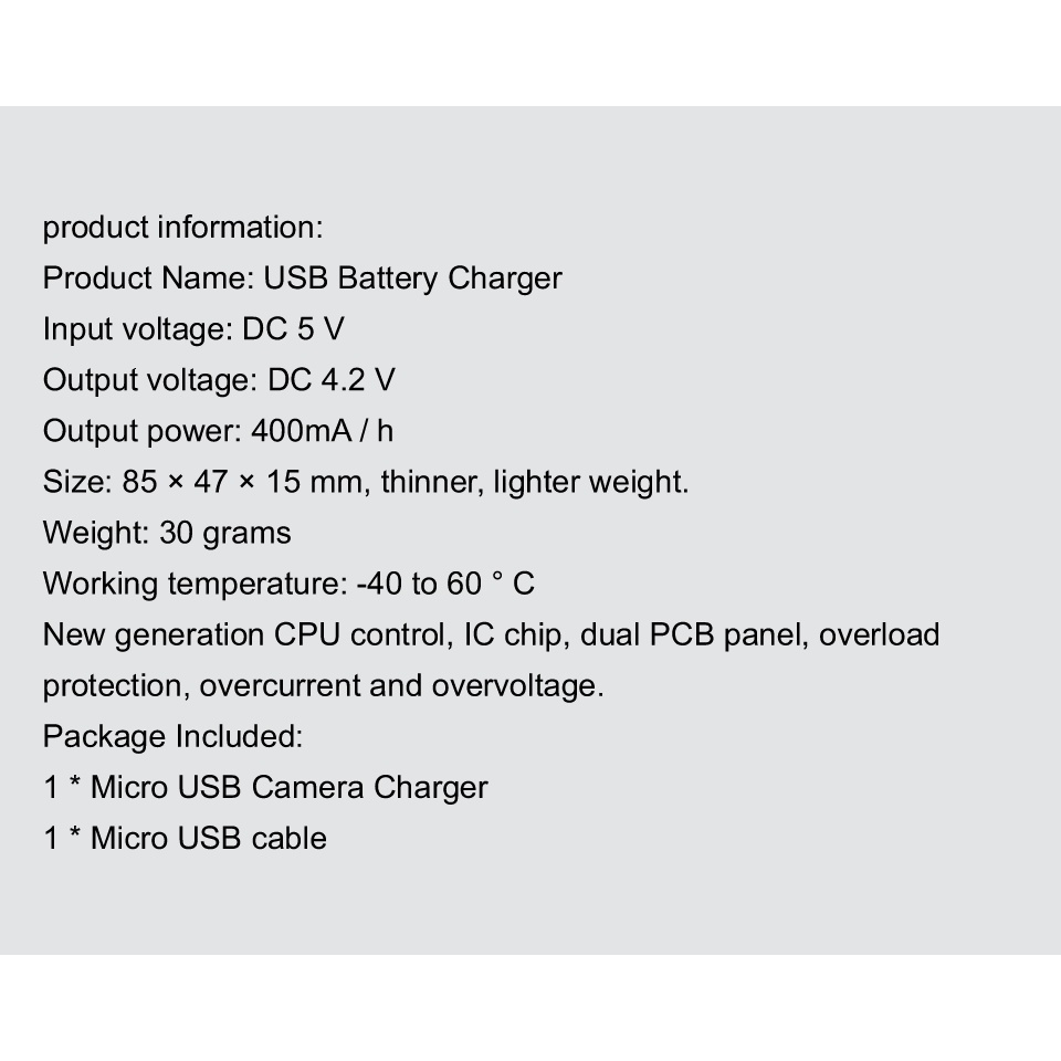 Bộ Sạc CGA-S007 Cho Panasonic Lumix DMC-TZ1 DMC-TZ2 DMC-TZ3 DMC-TZ4 DMC-TZ5 DMC-TZ11 DMC-TZ15 DMC-TZ50