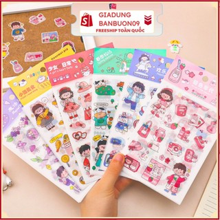 Set sticker 4 tấm dán mũ bảo hiểm trang trí sổ tay