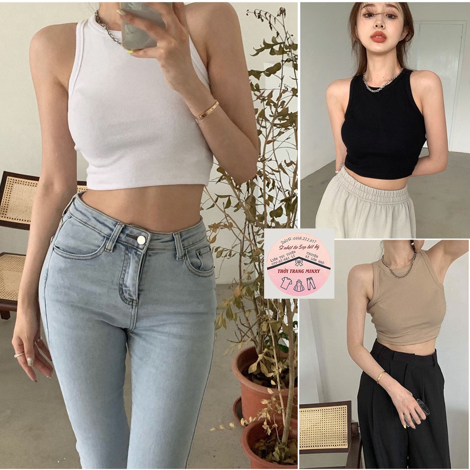 Áo 3 lỗ croptop nữ,sát nách ba lỗ thun không tay kiểu ôm body tank top vải cotton co giãn tốt