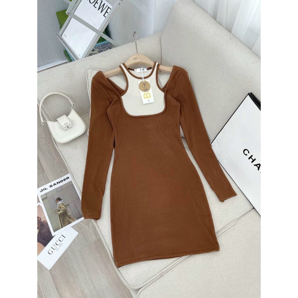 Đầm Len Tăm Phối Yếm