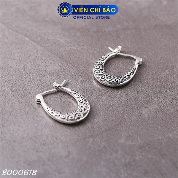 Bông tai họa tiết cổ điển chất liệu bạc Thái 925 thời trang phụ kiện trang sức nữ Viễn Chí Bảo B000618