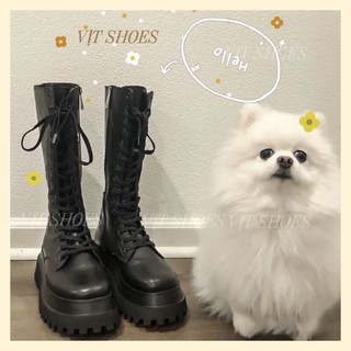 Bốt chiến binh cao cổ boot đế cao có khoá kéo đế cao 4 phân