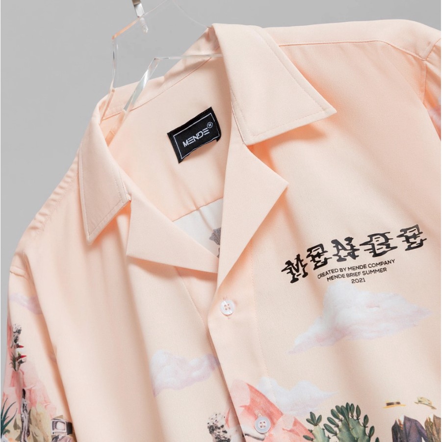 Peace Island - Áo sơ mi nam tay ngắn MENDE vải lụa