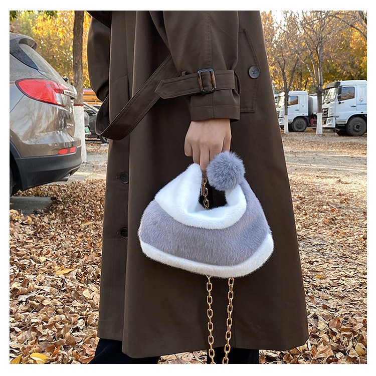 Túi Xách JASMIN NOIR Đeo Vai Chéo Hình Bán Nguyệt Phối Dây Xích Cá Tính Cho Nữ