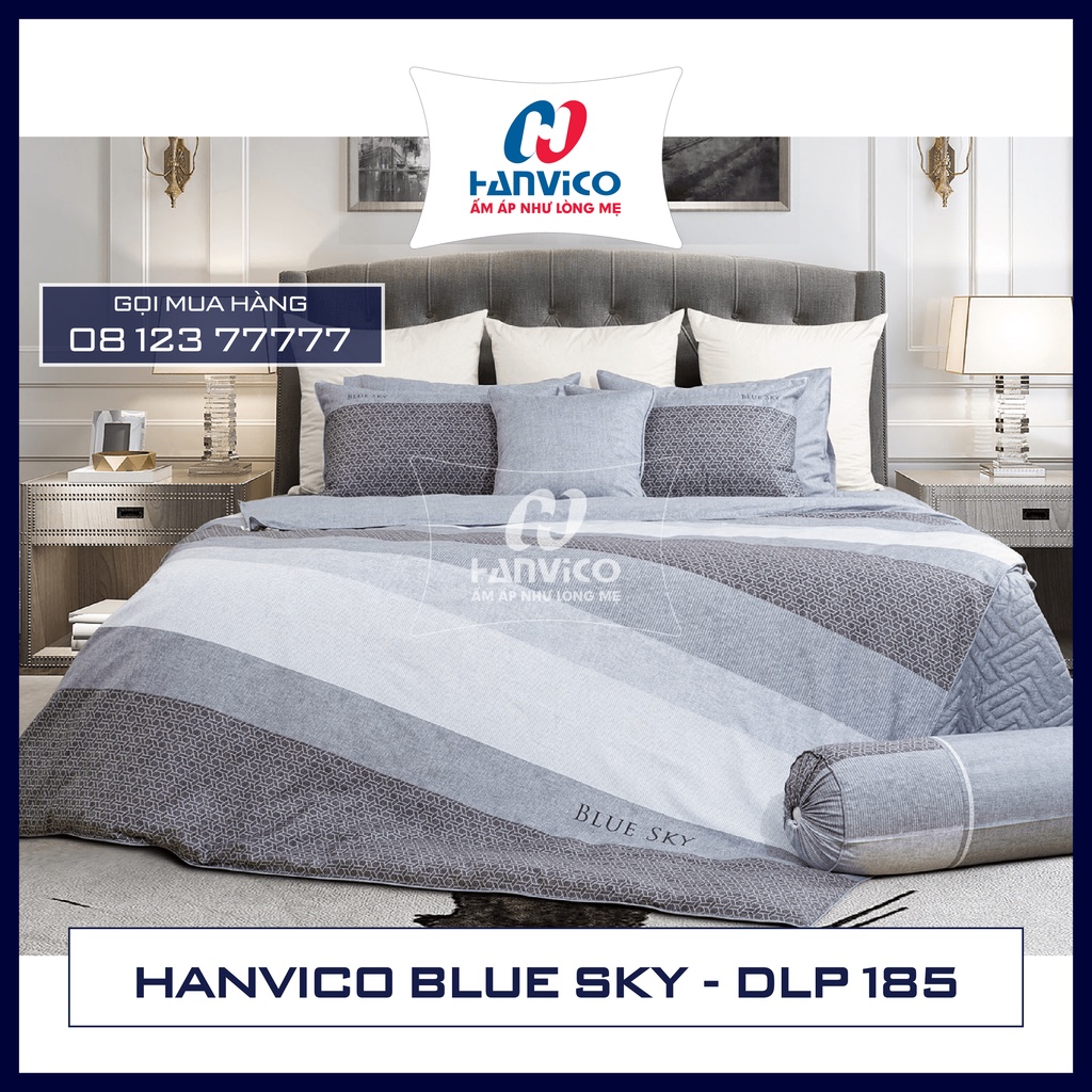 ☀️ Bộ Chăn Ga Gối ☀️ Hanvico Blue Sky DLP185, Chất liệu - Cotton cao cấp (bán lẻ Ga chun, vỏ gối, vỏ chăn)