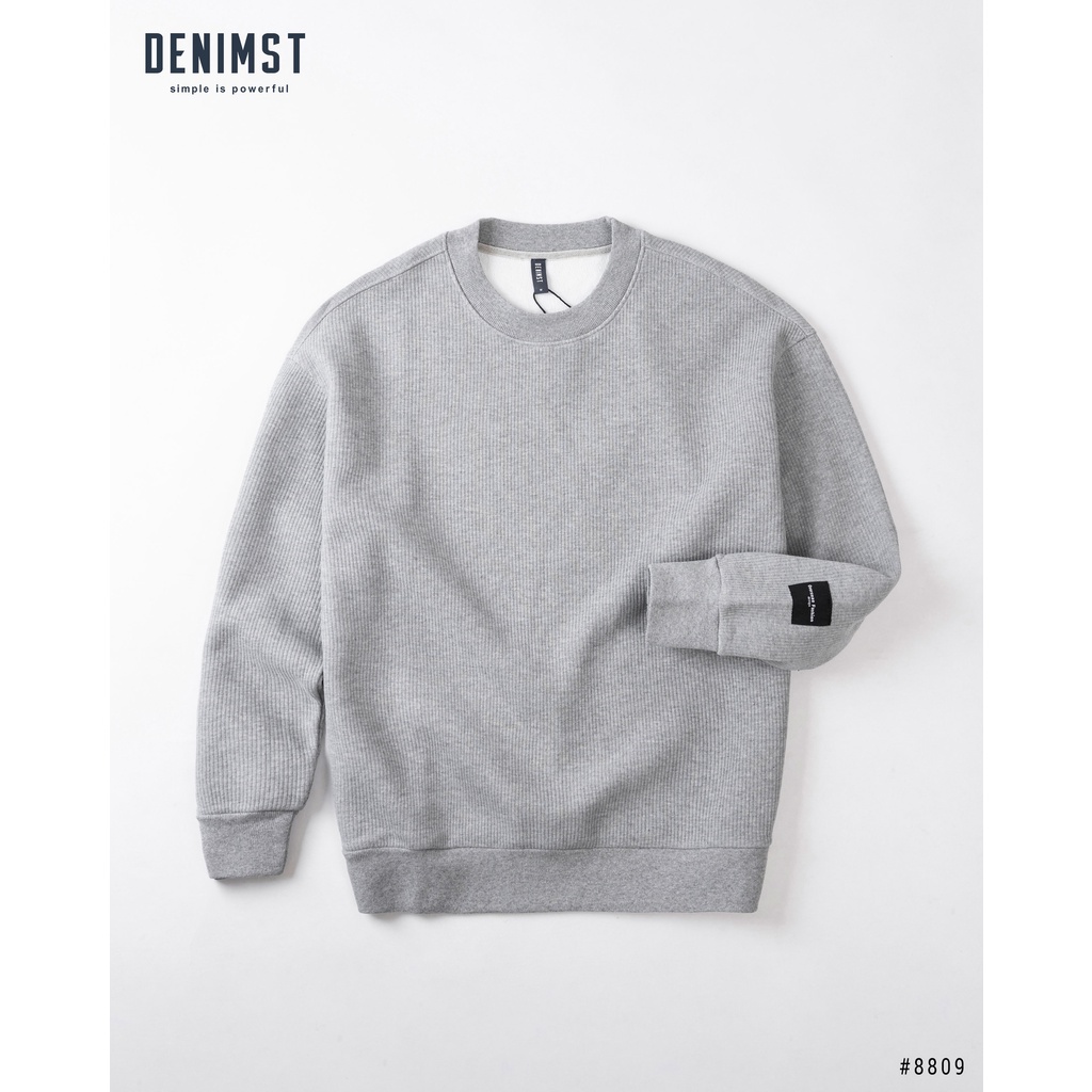 Áo nỉ trơn cổ tròn  lót lông DENIMST 8809, sweater thiết kế đơn giản trẻ trung, form unisex nam nữ