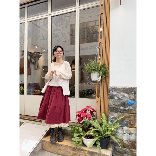 Chân váy tầng phối chân ren