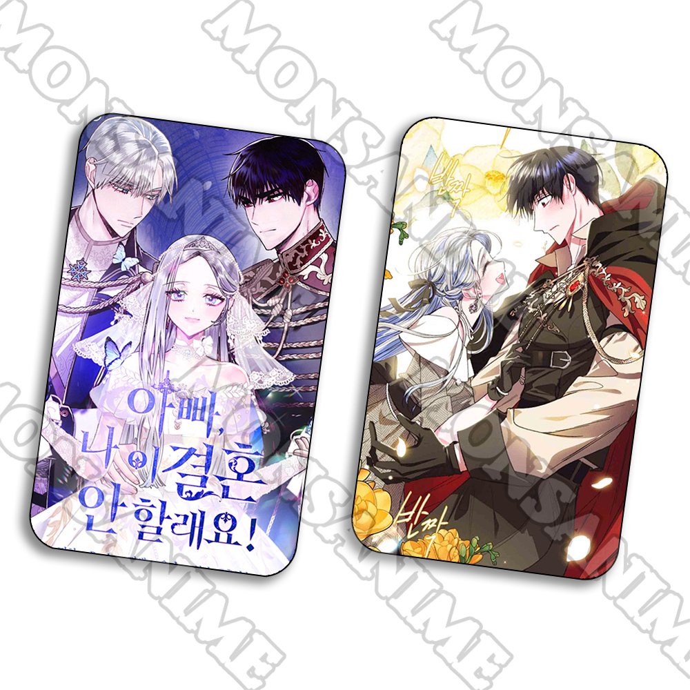 Ảnh card bo góc in hình CHA, CON KHÔNG MUỐN KẾT HÔN ver BA NGƯỜI manhua thẻ bo viền 5*8cm anime chibi