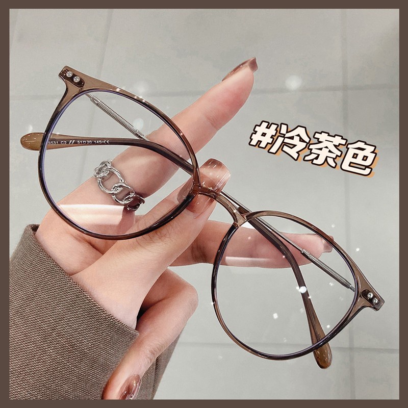 Kính Mát Gọng Tròn Chống Ánh Sáng Xanh Phong Cách Retro Thời Trang Cho Nữ