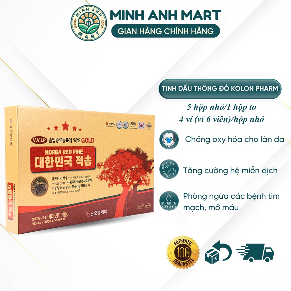 Tinh dầu thông đỏ Minh Anh Mart nhập khẩu nội địa Hàn Quốc chính hãng hộp 120 viên