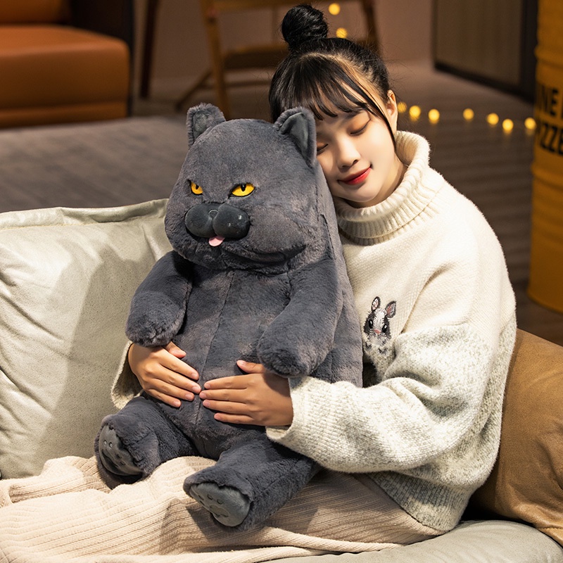 Thú Nhồi Bông Hình Chú Mèo Đen / Xanh / Chữ Tiếng Anh Trang Trí Nhà Cửa / Văn Phòng