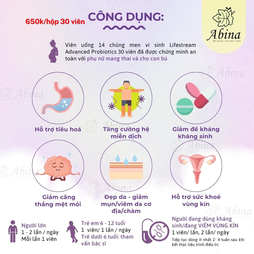 Men vi sinh 14 chủng công nghệ bọc hỗ trợ nấm ngứa vùng kín, đẹp da, giảm chàm Lifestream Advanced Probiotics Dr Chubby