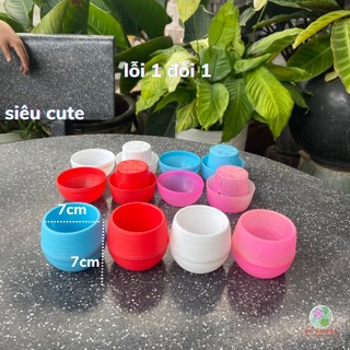 Chậu nhựa trồng sen đá, chậu trồng sen đá tròn size 7x7cm đa màu