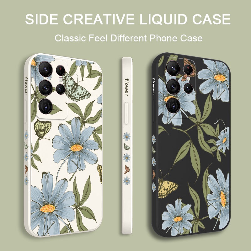 Bao Da Điện Thoại Họa Tiết Bướm Hoa Lan Cho samsung galaxy s23 s22 fe ultra plus Ốp