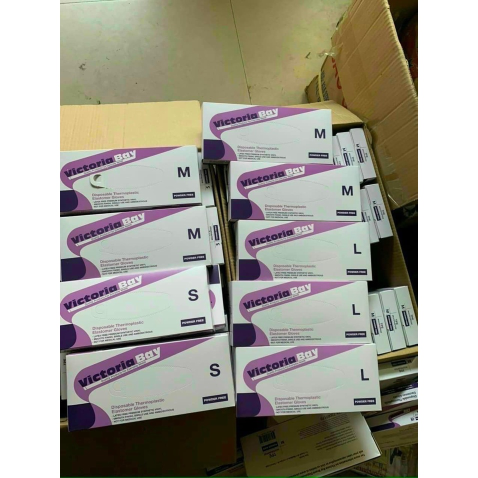 Size M, L  - Hộp 100 Găng Tay Siêu Dai Victoria Bay Sử Dụng Cả Năm